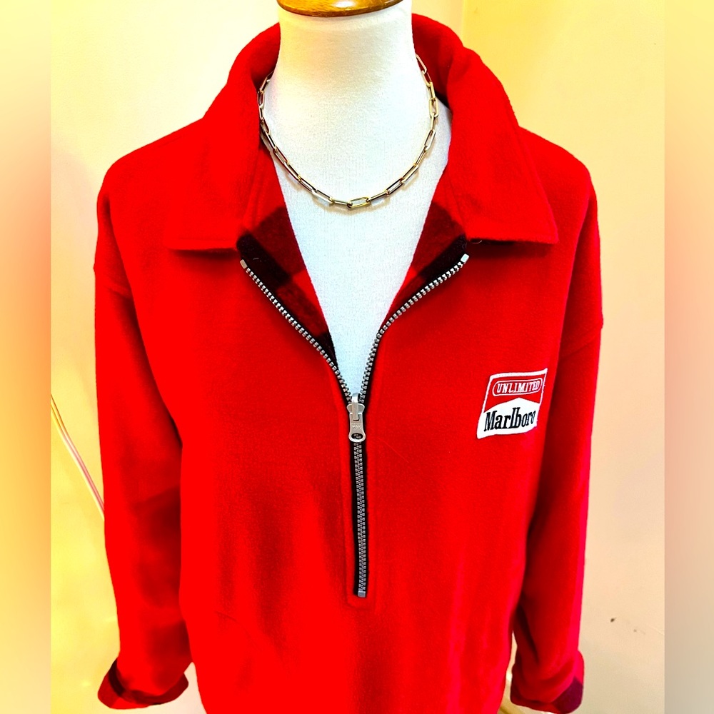 Nice Vintage Marlboro Unisex Zip up Reversible Fleece Jacket 😍